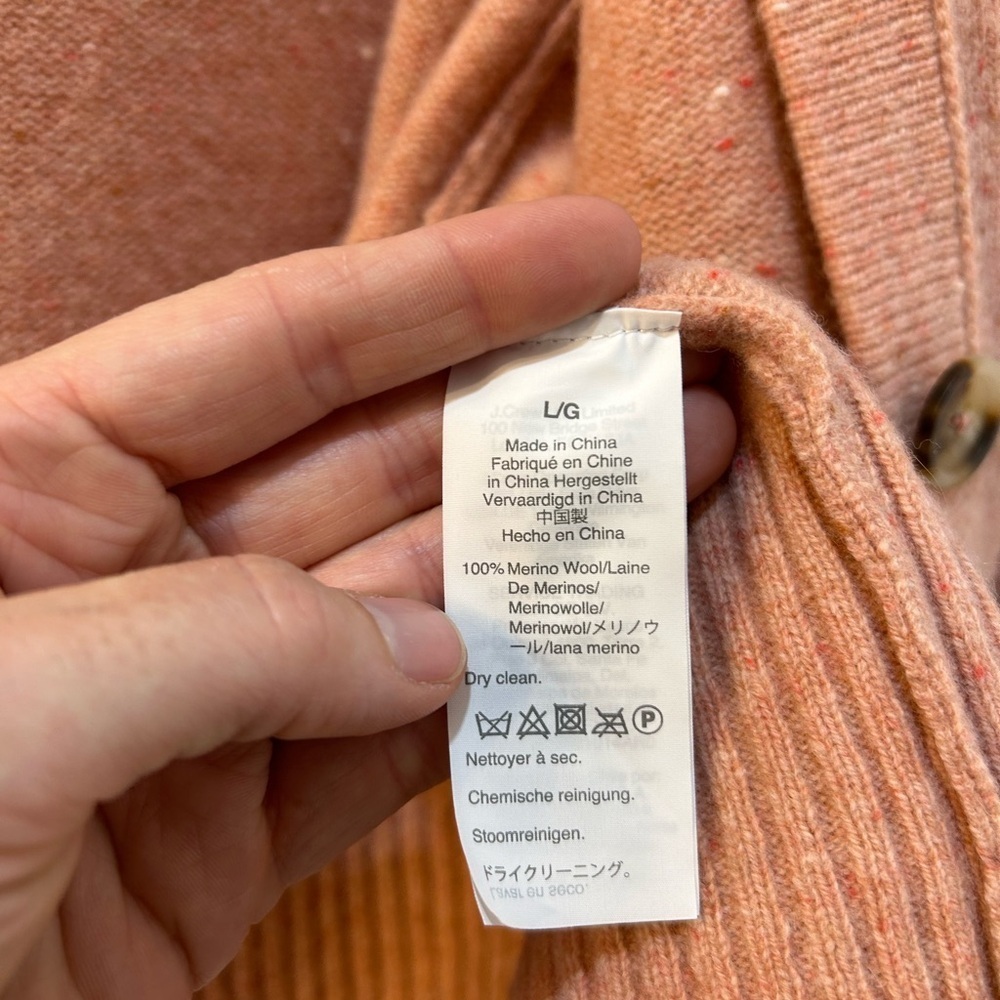 MADEWELL Donegal Maysfield Cardigan Sweater Sz L Peach Merino Wool Button Up - Picture 9 of 11